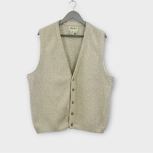 Eddie Bauer Vintage 90s V-Neck Button Front Sweater Vest In Beige Men’s Size M